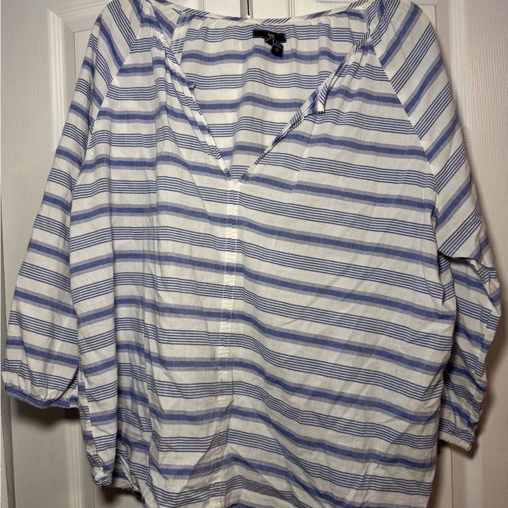 GAP Striped Women's Top - Blue and White size: xxl